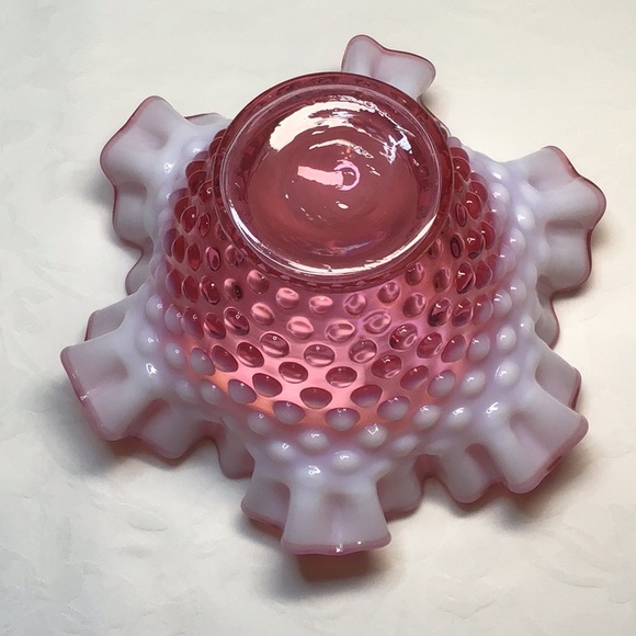 Fenton Glass | Dining | Vintage Fenton Pink Cranberry Opalescent Bowl ...
